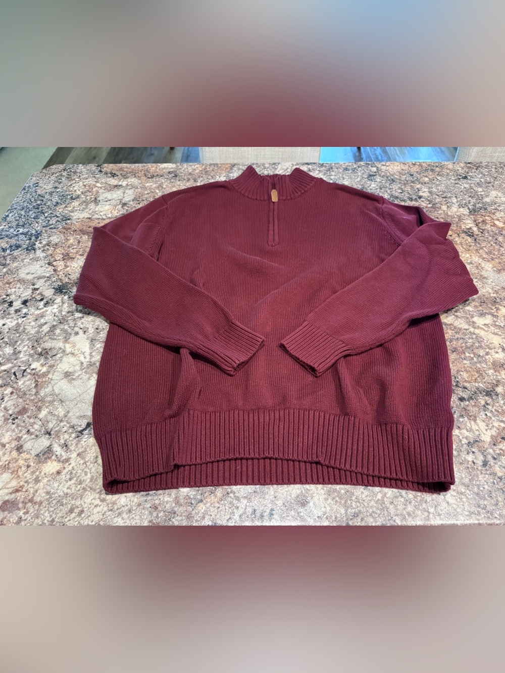 St. John's Bay Men's Zip-Neck Sweater in Burgundy